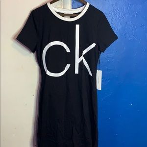 Calvin Klein CK black and white midi dress